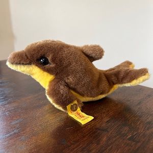 Steiff 5587/15 Dolphin (084874) Mini Cosy Dolphin in Brown with Yellow Belly, 15